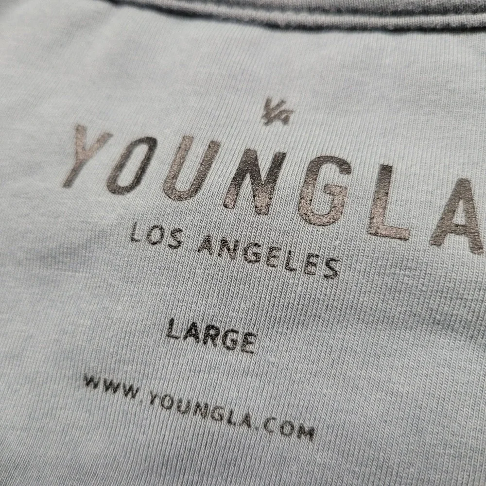 YoungLA Long Sleeve Tee Mens Large Gray Gym Streetwear Shirt Solid Casual